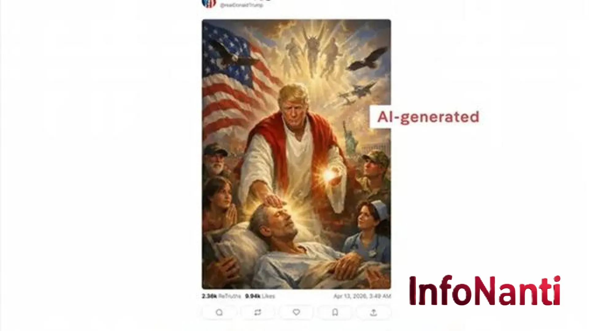 Heboh Foto AI Donald Trump Bergaya ‘Mesias’, Picu Protes di Kalangan Evangelikal